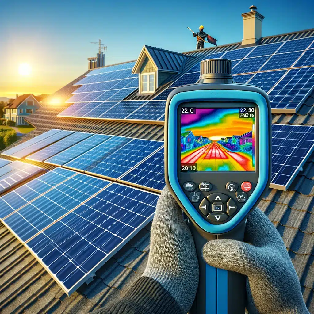 Bild zeigt Thermographie f&uuml;r ein Haus mit Photovoltaik