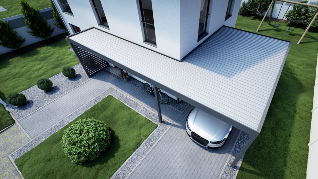 Moderne Eingangsüberdachung im Cube-Design in Calw – stilvoller Wetterschutz von GreenSolar365